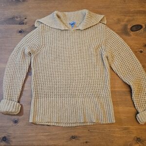 Escada Sport Wool Blend Sailor Collar Sweater Tan Size Large